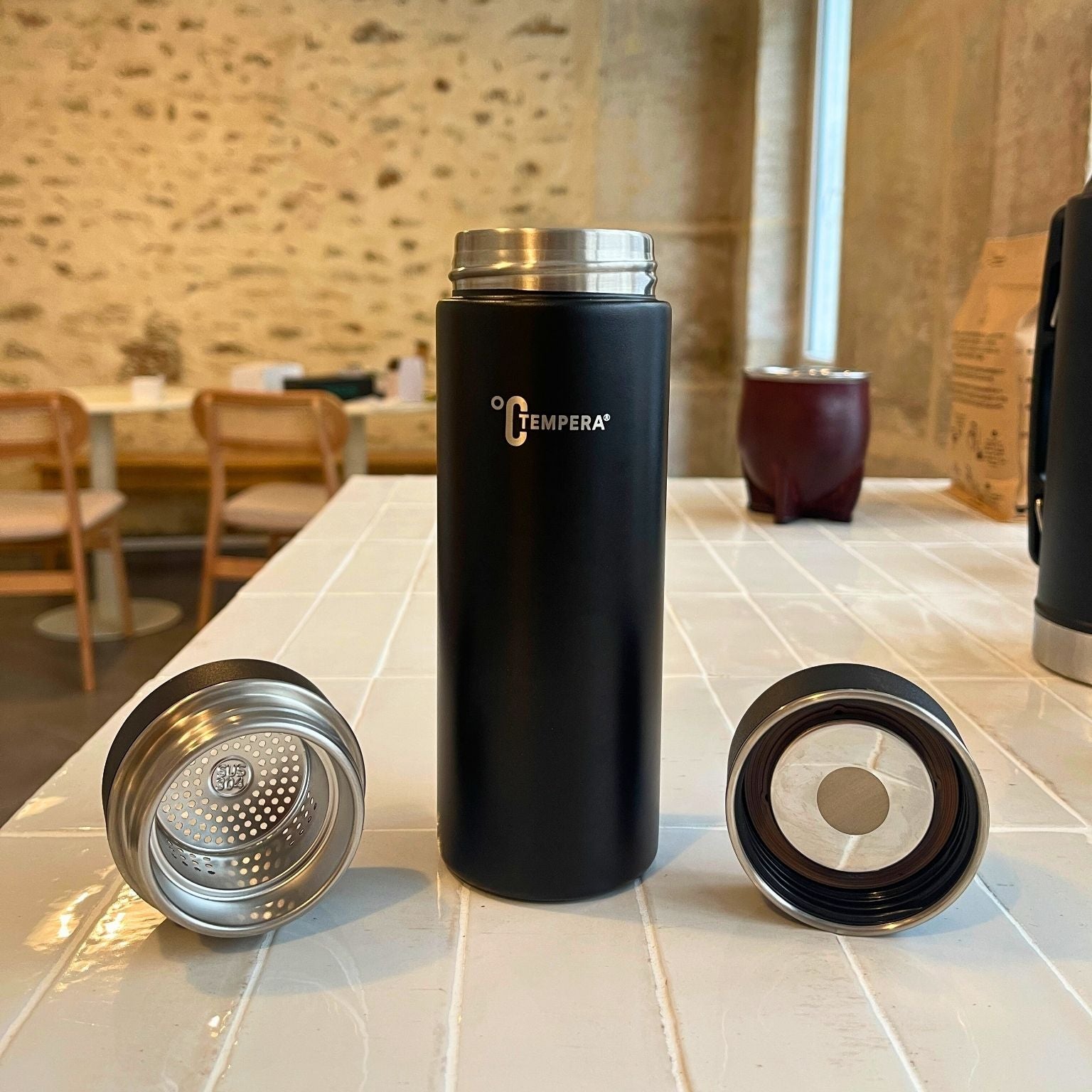 infuseur thé maté isotherme avec son bouchon filtre