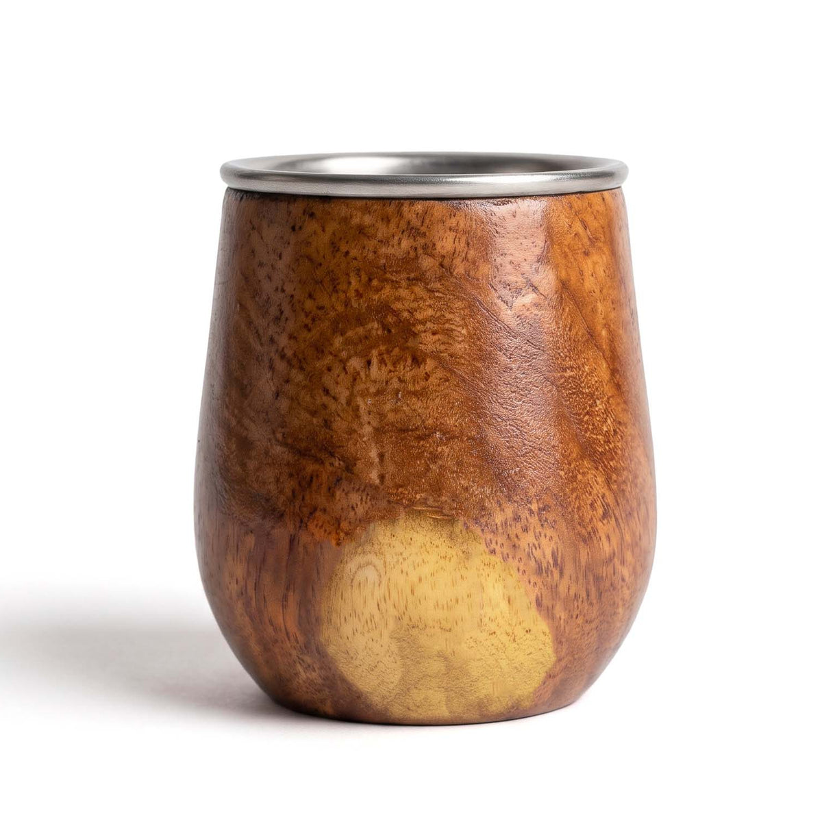 calebasse à maté bois de caroubier avec intérieur en aluminium