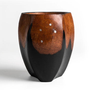 Mate-Kalebasse Fusion Johannisbrotholz lackiert handgefertigt