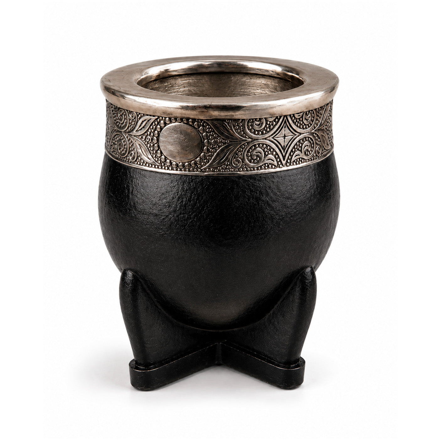 calebasse maté impériale intérieur acier inoxydable cuir lisse noir
